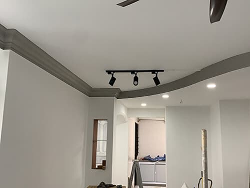 Lights and fan installation after painting